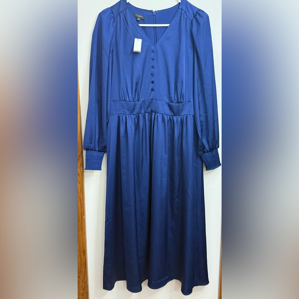 Talbots Royal Blue Buttoned Long Sleeve Dress